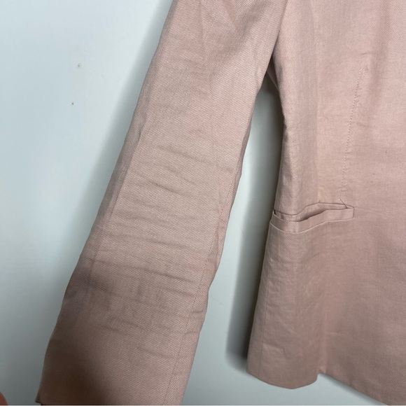 Helmut Lang blush pink v neck one button blazer cotton mix sz 0 - Picture 5 of 8